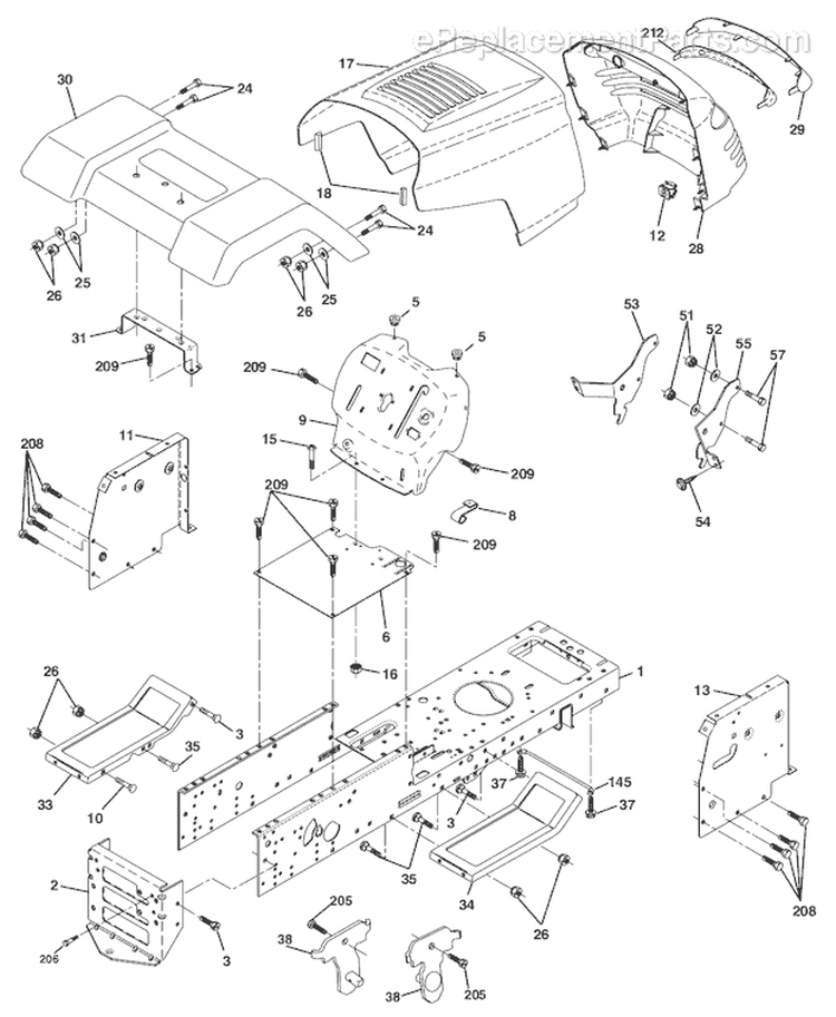 Page B Diagram and Parts List for WE1338A  Weed Eater Lawn Tractor
